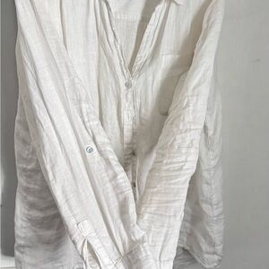 Sigrid Olsen Cream Linen Shirt